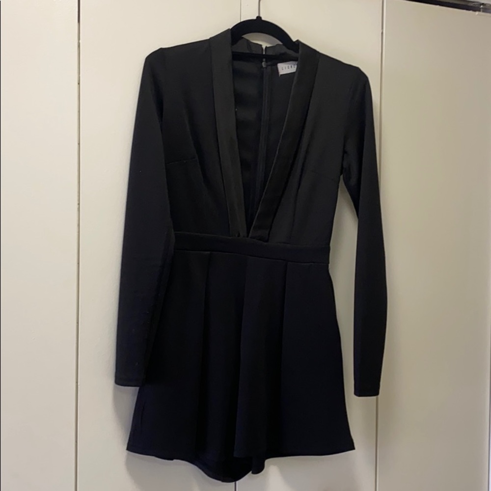 Black Low Cut V Romper